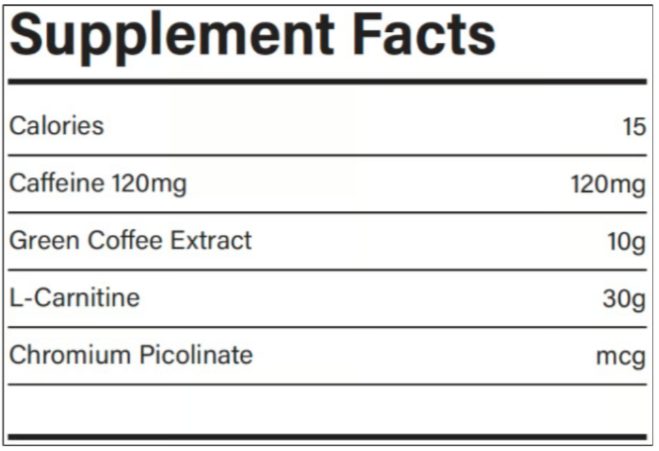 Slimqa Slim Coffee Booster Supplement facts